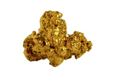 The biggest Gold nugget isolated on white. Close-up
