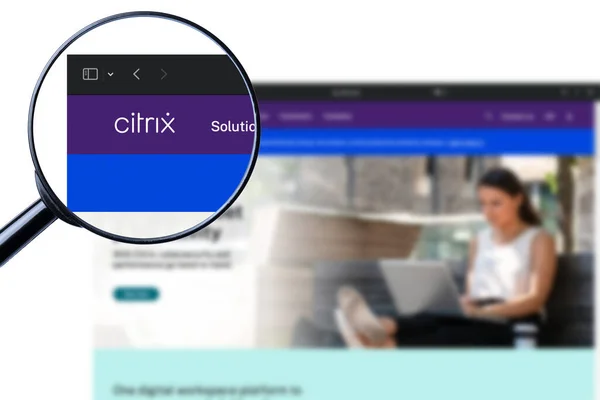 stock image Los Angeles, California, USA - 8 Martha 2023: Illustrative Editorial of Citrix Systems Inc website homepage. Citrix Systems Inc logo visible on display screen