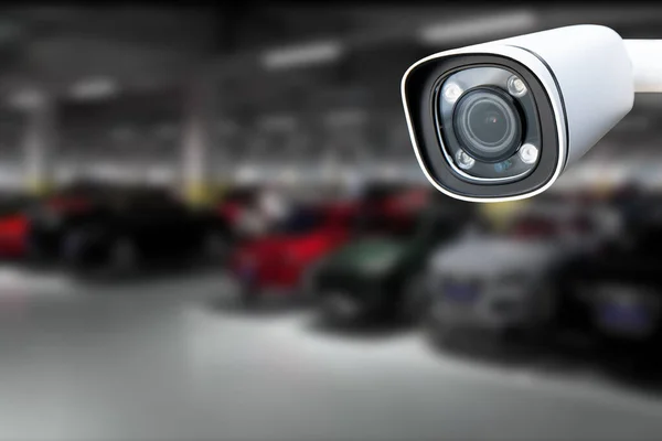 Cctv Camera Operating Car Park Building Copy Space — 스톡 사진