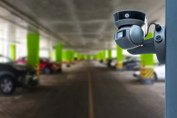 Cctv Security Camera Setup Parking Lot Copy Space — Stock Photo, Image