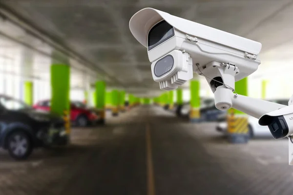 Cctv Security Camera Setup Parking Lot Copy Space — Stockfoto