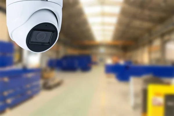 Cctv Camera Surveillance Operating Industrial Factory Copy Space — Zdjęcie stockowe