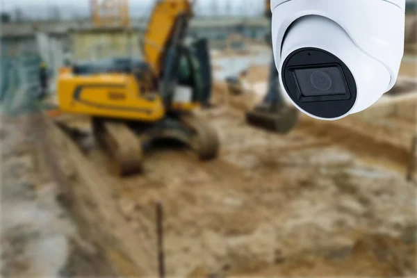 Dome Type Outdoor Cctv Camera Secure Construction Site — Stock Photo, Image