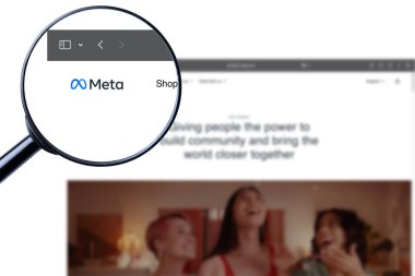 Los Angeles, Kaliforniya, ABD - 8 Martha 2023: Meta yeni facebook adı. Meta logosu görünür