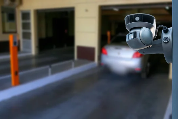 Cctv Camera Installed Parking Lot Protection Security Copy Space — ストック写真