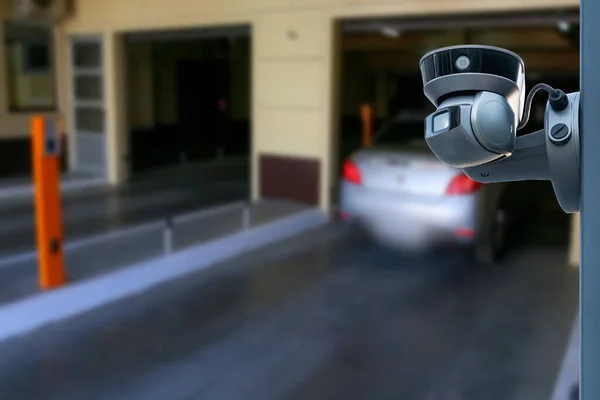 Cctv Camera Installed Parking Lot Protection Security Copy Space — ストック写真