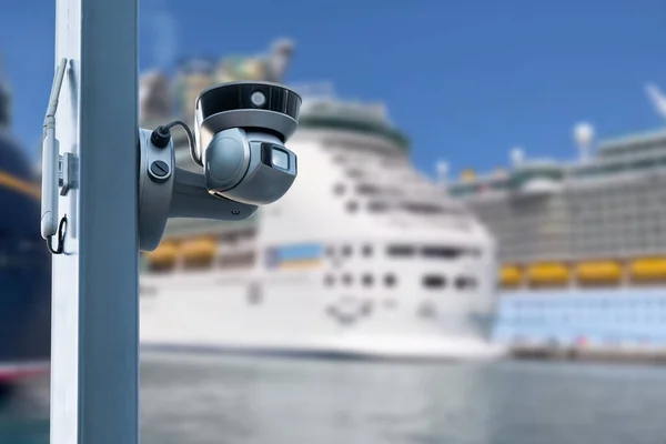 Cctv Camera Background Cruise Ship — Stock Photo, Image
