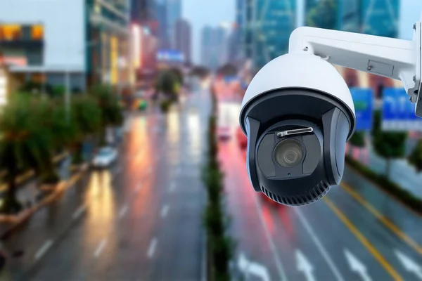 Cctv Camera Surveillance Operating Traffic Road — Stock Photo, Image