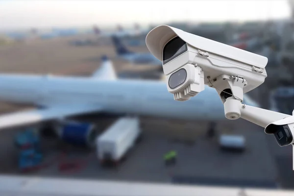 Övervakningskamera Eller Övervakning Flygplatshamnen — Stockfoto