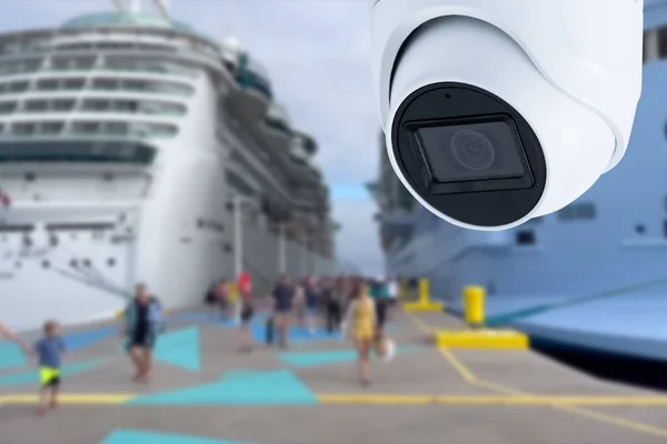 Cctv Camera Background Cruise Ship — Stock Photo, Image