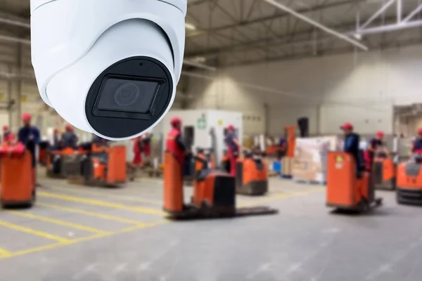 Câmera Cctv Vigilância Operando Dentro Fábrica Industrial — Fotografia de Stock