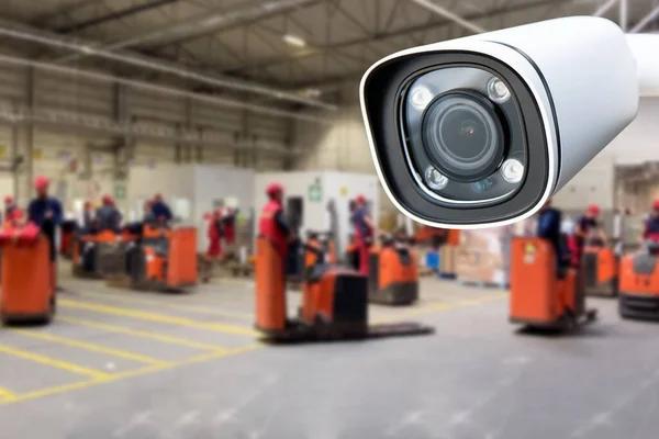 Cctv Camera Toezicht Werking Binnen Industriële Fabriek — Stockfoto