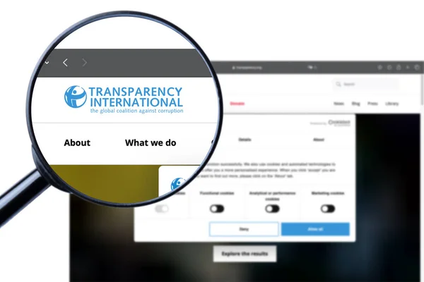 Milan Itálie Června 2023 Domovská Stránka Transparency International Logo Transparency — Stock fotografie