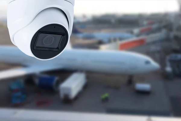 Caméra Vidéosurveillance Surveillance Fonctionnant Dans Port Aérien — Photo