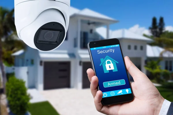 Câmera Segurança Aplicativo Para Casa Inteligente Casa Privada Segundo Plano — Fotografia de Stock
