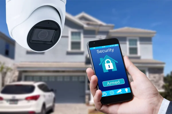 Güvenlik Kamerası Akıllı Uygulaması Arka Planda Özel — Stok fotoğraf