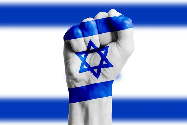 Israel Zászló Férfi Ökle Festve Közelkép Stock Kép