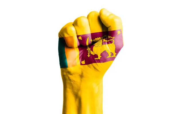 Mužská Pěst Sri Lanka Namalovaná Vlajku Detailní Záběr — Stock fotografie