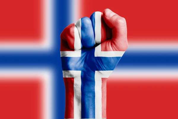 Ручний Кулак Прапора Норвегії Намальований Крупним Планом — стокове фото