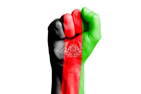 Puño Mano Hombre Bandera Afganistán Pintado Primer Plano — Foto de Stock