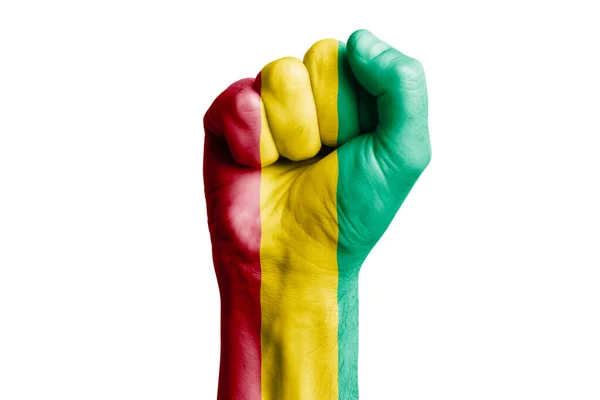 Мужской Кулак Флага Гвинеи Раскрашен Крупный План — стоковое фото