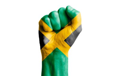 JAMAICA bayrağının insan eli yumruğu. Yakın plan.