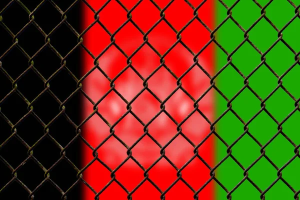 A steel mesh against the background of the flag Afghanistan