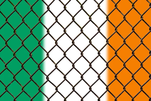A steel mesh against the background of the flag Ireland