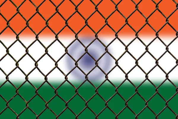 A steel mesh against the background of the flag India