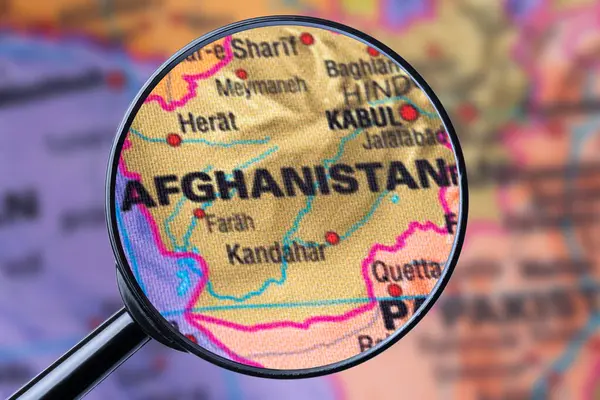Map of AFGHANISTAN through magnifying glass