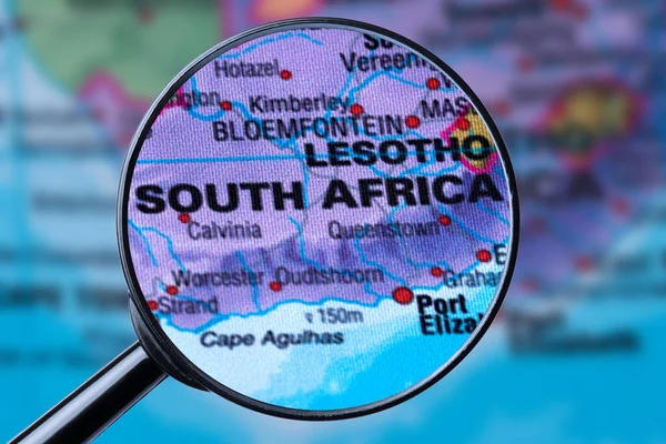 Map of SOUTH AFRICA through magnifying glass