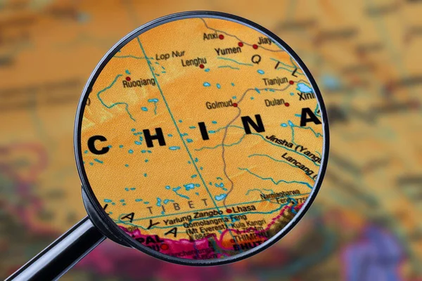 Map of CHINA through magnifying glass