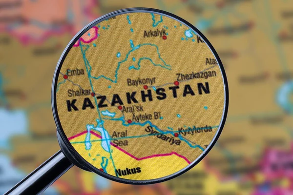 Map of KAZAKHSTAN through magnifying glass