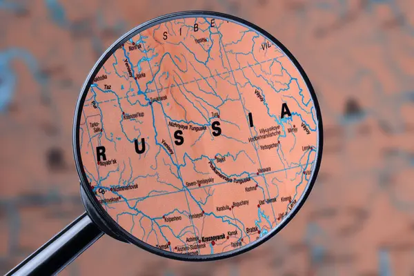 Map of RUSSIA through magnifying glass