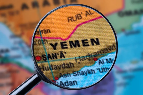 Map of YEMEN through magnifying glass