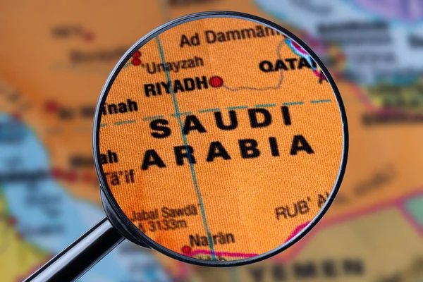 Map of SAUDI ARABIA through magnifying glass