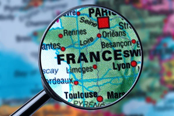 Map of FRANCE through magnifying glass