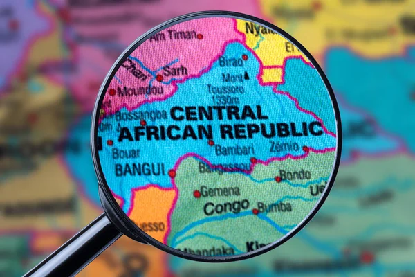 Map of CENTRAL AFRICAN REPUBLIC through magnifying glass