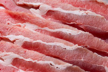 Taze doğranmış domuz eti. Yakın plan.