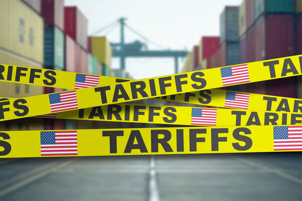 Грузы приостановлены в соответствии с торговыми правилами США, грузы завернуты в тарифную ленту, чтобы обозначить ограничения.