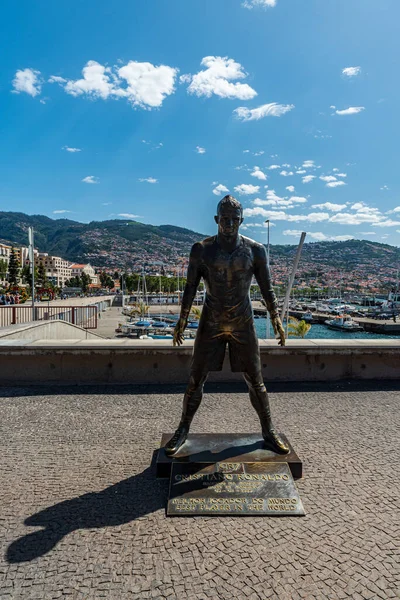 stock image Statue of Cristiano Ronaldo in Funchal city in Madeira island