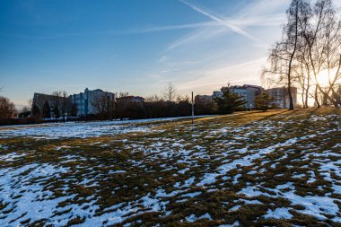 Çek Cumhuriyeti 'nin Ostrava kenti yakınlarındaki Klimkovice sağlık merkezleri güzel kış günlerinde