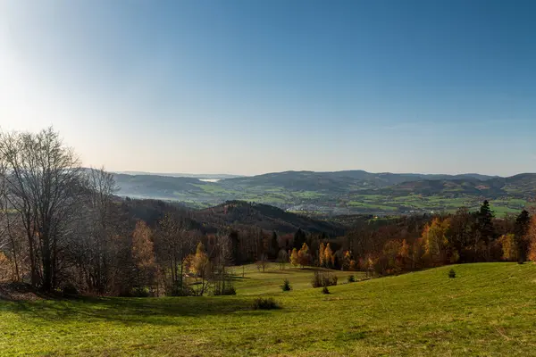 Prachtig Uitzicht Vanaf Bergtop Filipka Herfst Slezske Beskydy Bergen Tsjechië Rechtenvrije Stockafbeeldingen