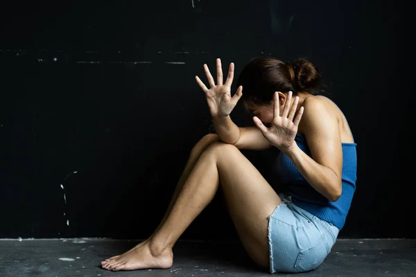 Mujer Rehén Asiática Detener Violencia Contra Las Mujeres Abuso Sexual — Foto de Stock