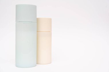 cosmetic products on a white background. Cosmetic package collection for cream, soups, foams, shampoo. skincare healthcare concept on white background.