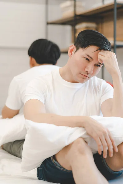 Asian Gay Couple Relationship Conflict Divorce Unhappy Sad Gay Couple — Stock Photo, Image