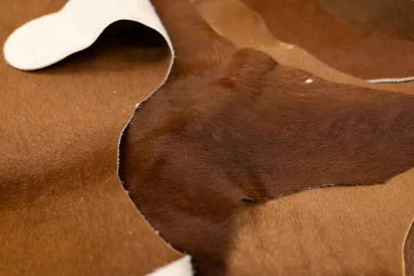 Dierlijk Haar Van Bont Koe Lederen Textuur Achtergrond Bruine Natuurlijke — Stockfoto