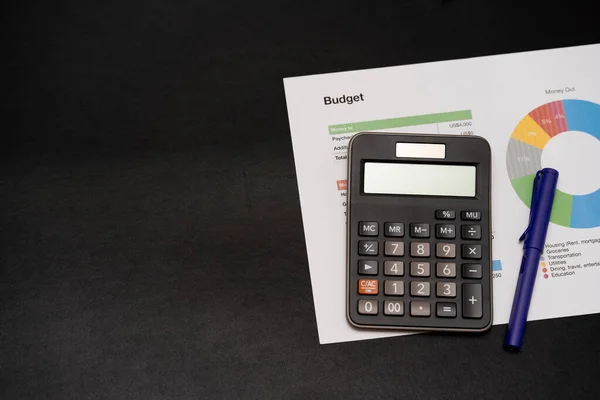 Rekenmachine Budget Planning Concept Financiële Doelen Plannen Bedrijfs Financieel Concept — Stockfoto