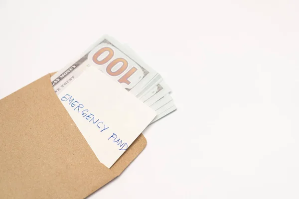 Dólares Dinheiro Papel Artesanal Envelope Nota Papel Com Texto Escrito — Fotografia de Stock