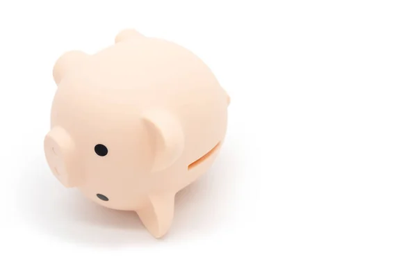 Ein Fallendes Sparschwein Ohne Geld Auf Weißem Hintergrund Schlechte Stimmung — Stockfoto